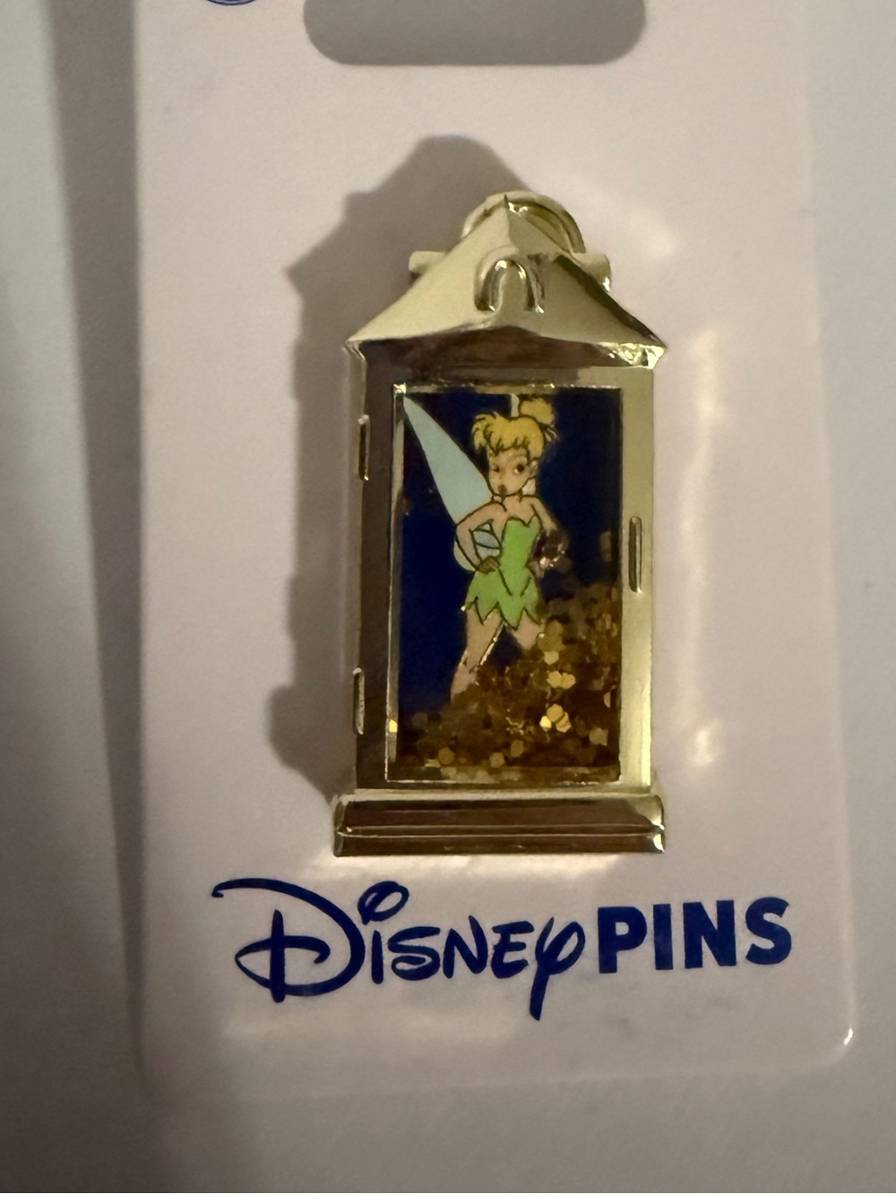 Disney Tinker Bell Gold Lantern Shaker Pin - Green